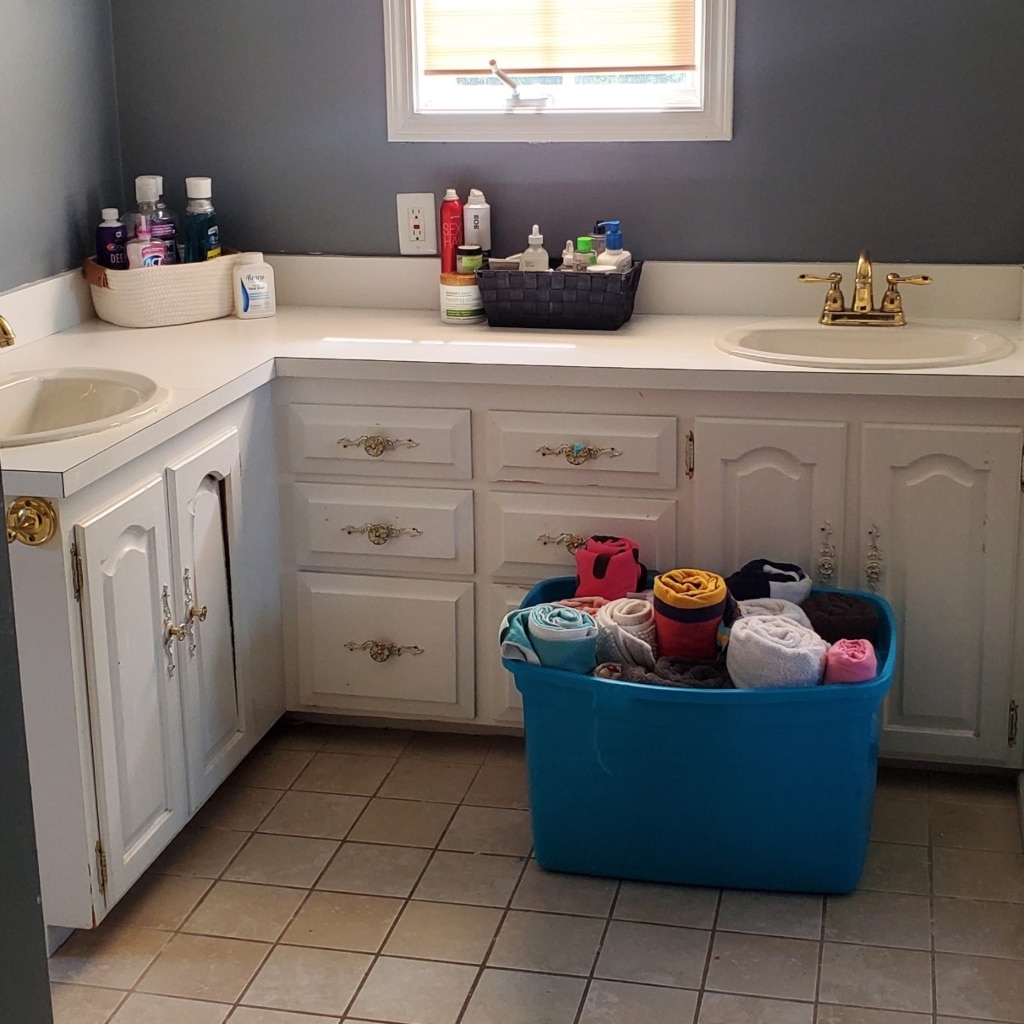 bathroom after being organized